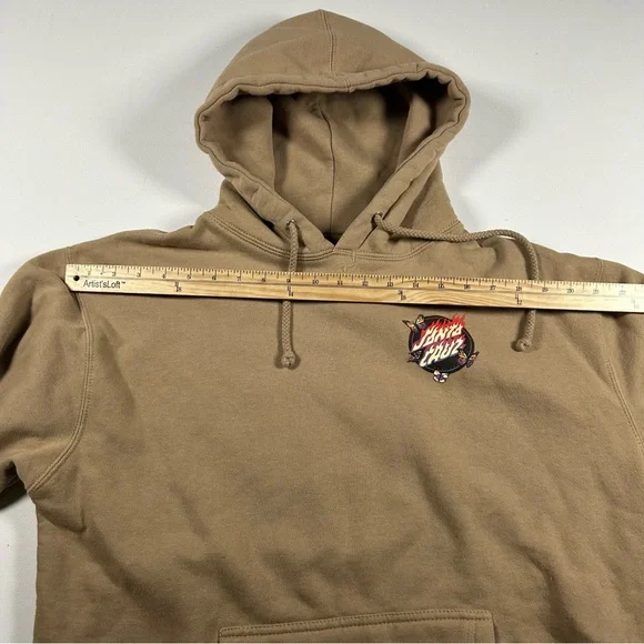 VTG Santa Cruz Skateboards Pullover Hoodie Medium Men’s Tan Butterflies - Picture 6 of 7